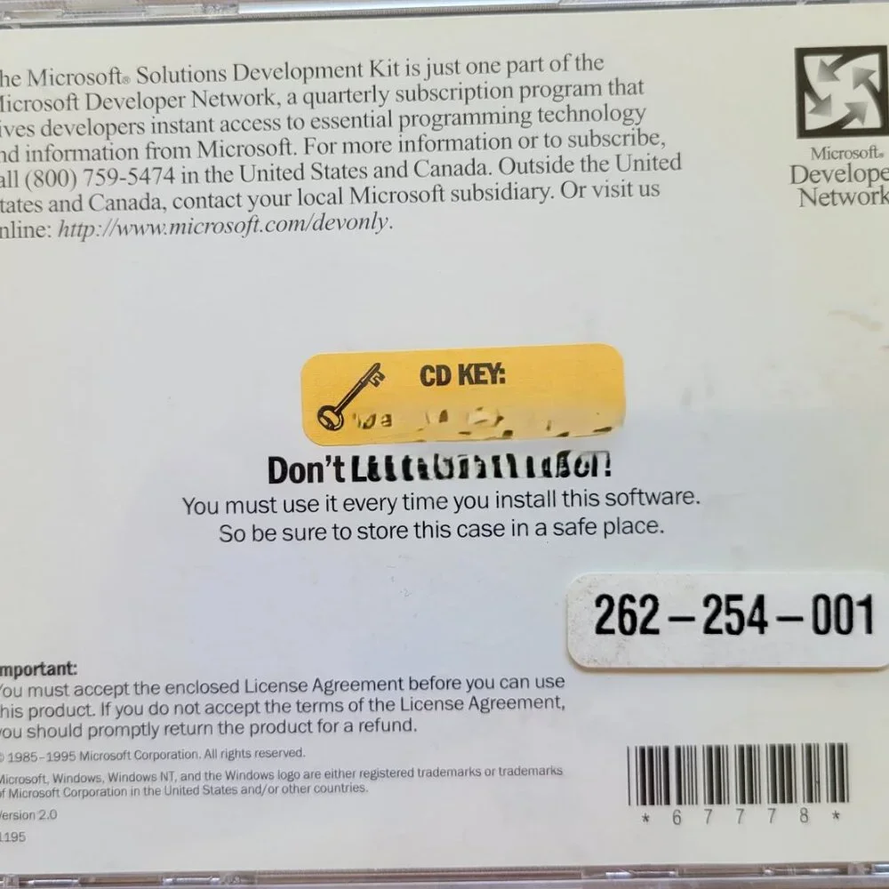 Vintage CD - Microsoft Solutions Development Kit Software